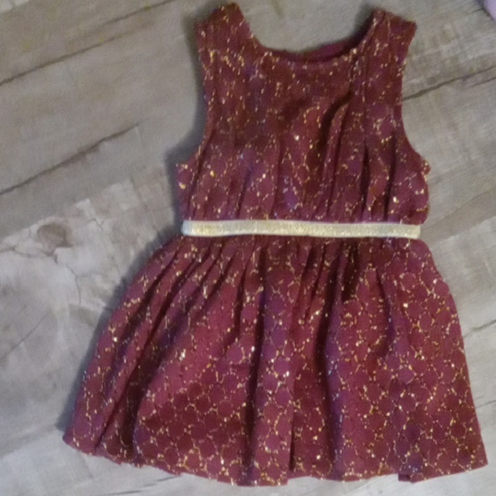 Burgundy Dress with Gold Accents